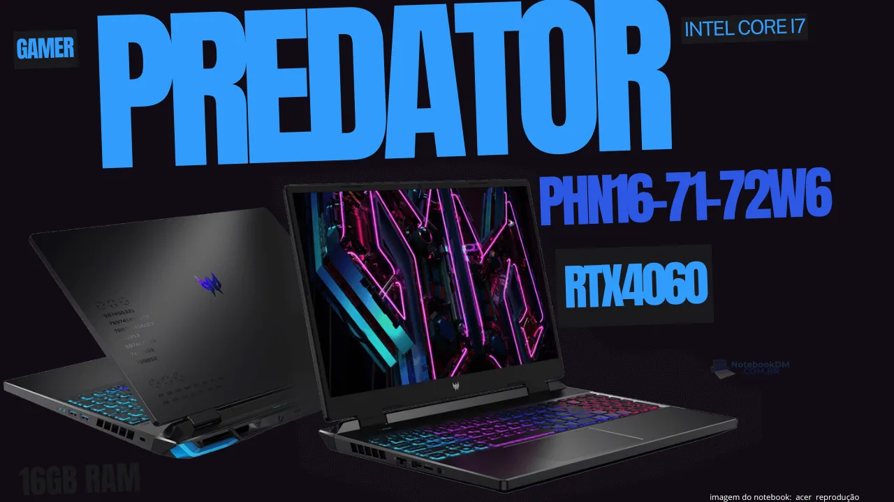 PREDATOR HELIOS NEO 16 PHN16-71-72W6 2 PREDATOR HELIOS NEO 16 PHN16-71-72W6 I7 13ª RTX 4060 Notebook Acer Predator Gamer Phn16-71-72w6