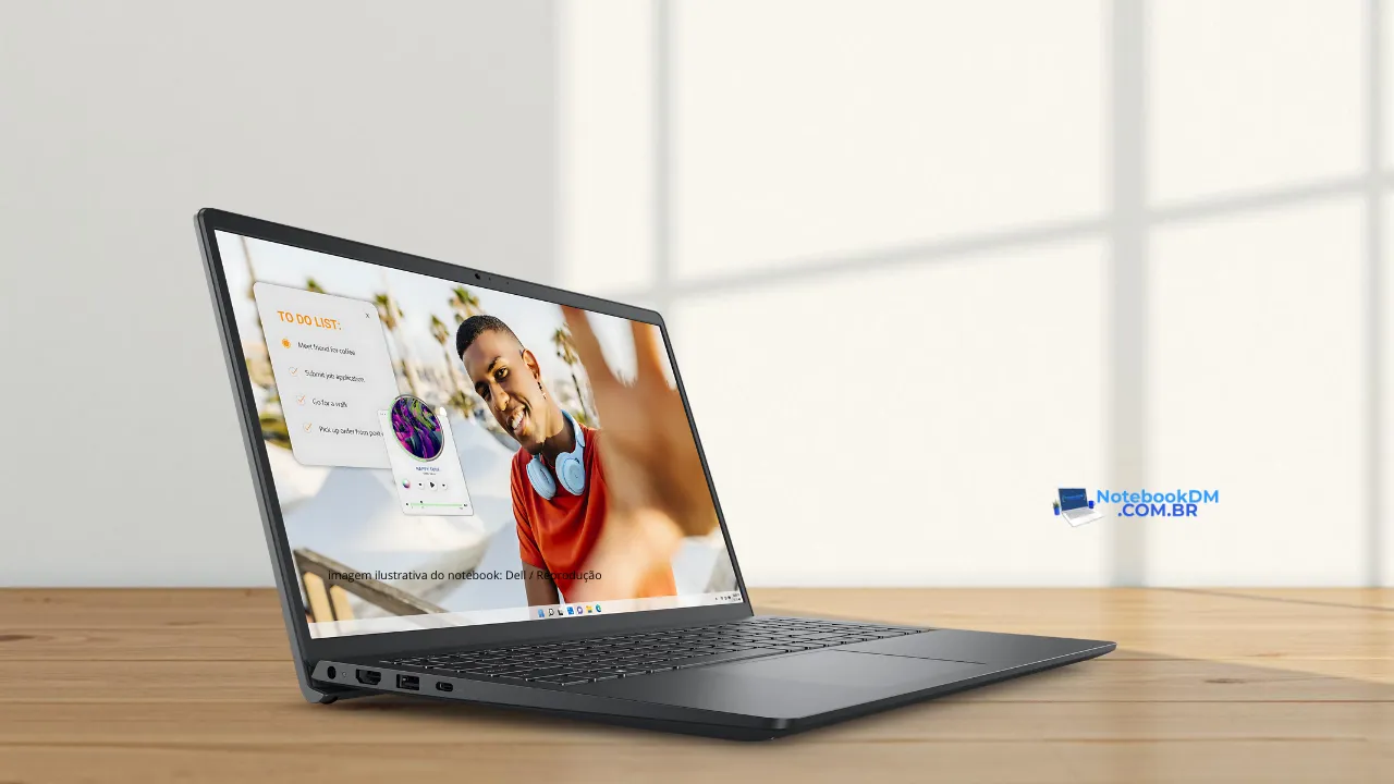 Notebook com AMD Ryzen 5, Tela FULL HD WVA de 120 hz e têm 8 GB de 5500 mhz.