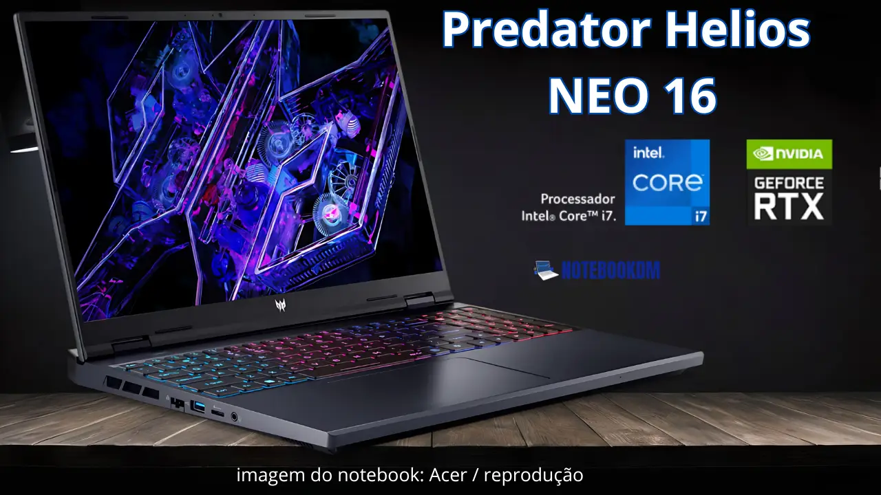 Notebook Acer Gamer Predator Helios NEO 16 phn16-72-74vx com I7-14700hx 