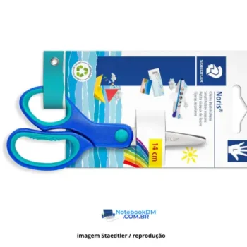 Tesoura para canhoto sem ponta para uso escolar 14cm Staedtler, Noris Club, 965 14LNBK04 Metal e resina plástica Lâminas de aço inoxidável