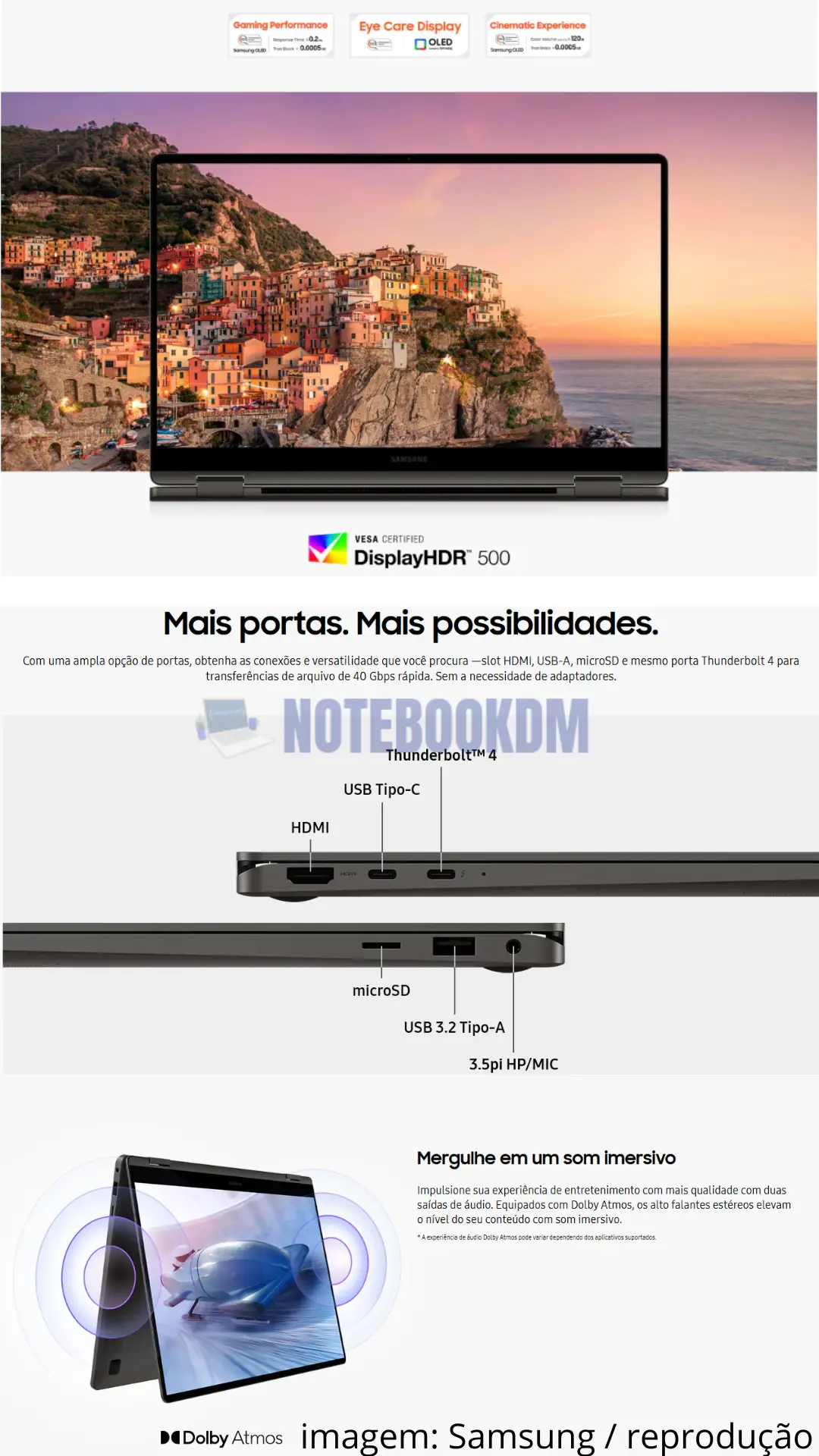 galaxy book3 360 np730qfg-kf2br: Notebook com tela touchscreen AMOLED 3 galaxy-book3-360