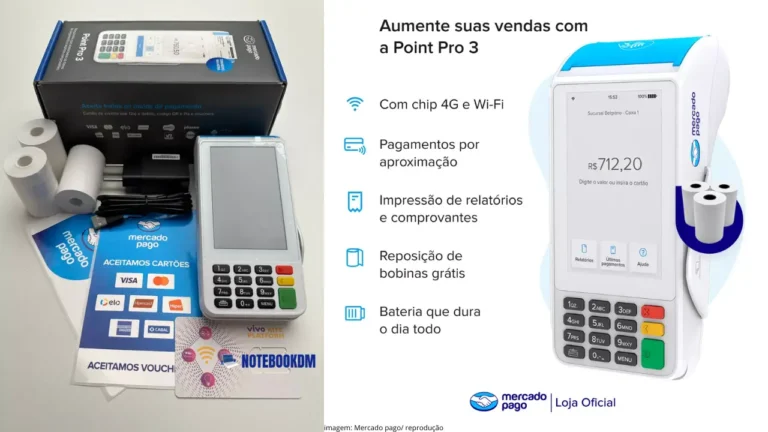 Maquina Point Pro3 com chip 4G e Tela Touch  e bateria de longa duração 