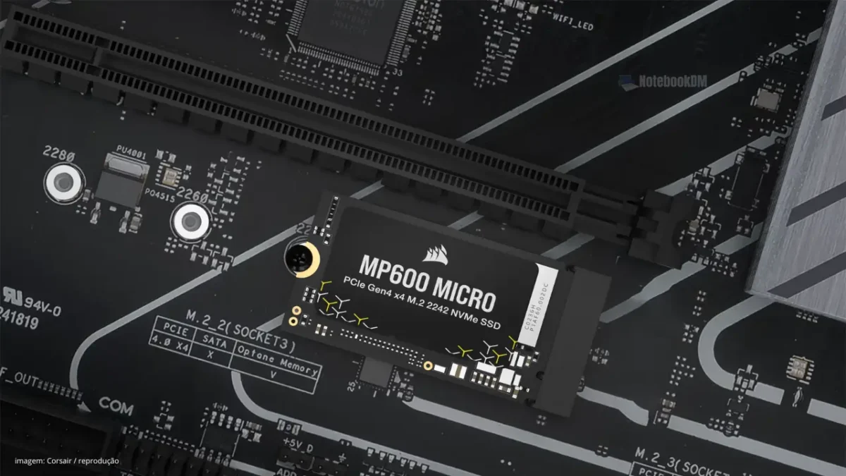 SSD M2 2242 Corsair MP600: Leituras sequenciais de até 7 000 MB/s