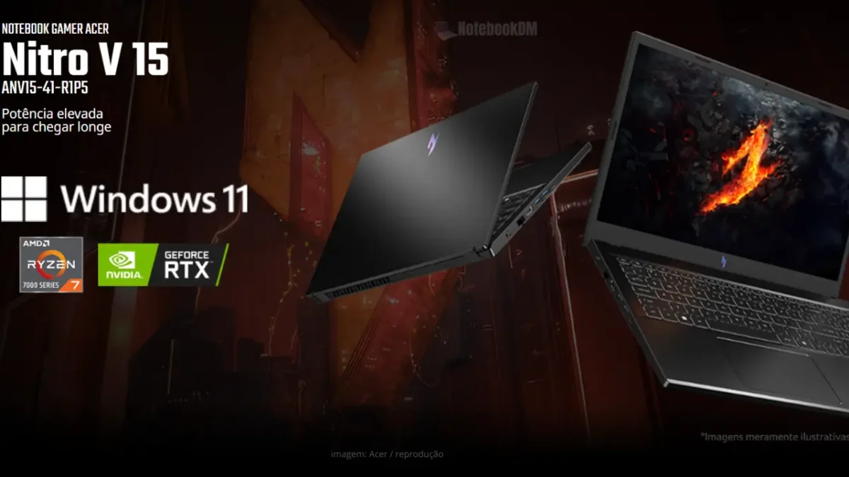 Notebook Acer Nitro V15 ANV15-41-R1P5 com AMD Ryzen 7 7735HS