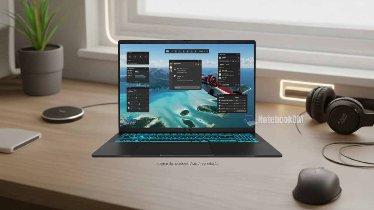 Notebook ASUS V16 RP306W com RTX 4050 e tela 16 polegadas 144Hz