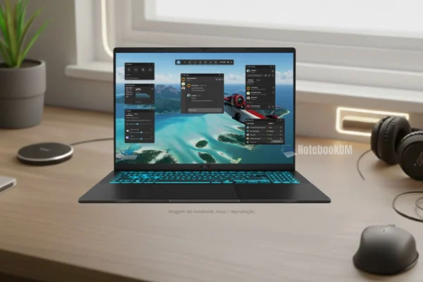Notebook Asus V16 RP296 com tela 16 polegadas 144Hz, Intel Core 5 e RTX 4050