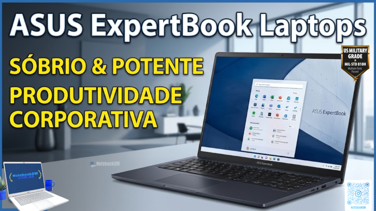 Notebook ASUS ExpertBook B1503CVA com Windows 11 Pro e tela Full HD antirreflexo