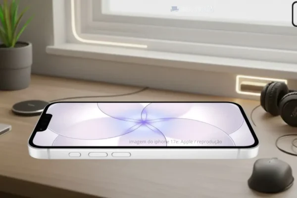 iPhone 17e 2026 com Chip A19 e câmera Fusion de 48 MP em destaque frontal