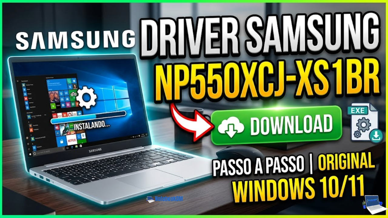 Samsung NP550XCJ — notebook Samsung com GeForce MX110 e Samsung Update para drivers