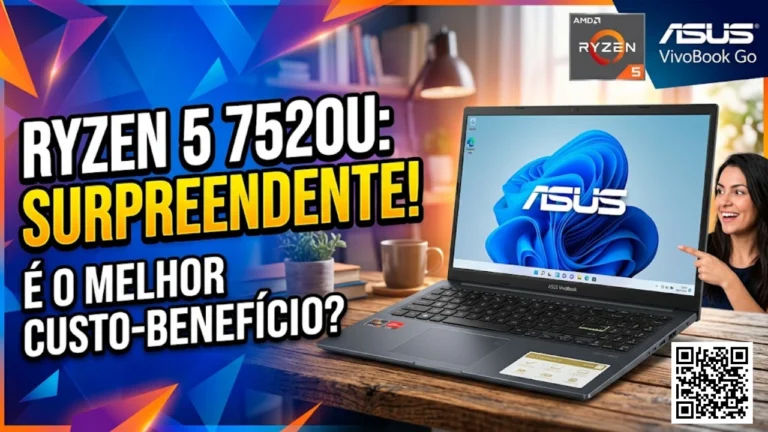 ASUS Vivobook Go 15 E1504FA-NJ1288 com AMD Ryzen 5 7520U e tela Full HD 15,6 polegadas