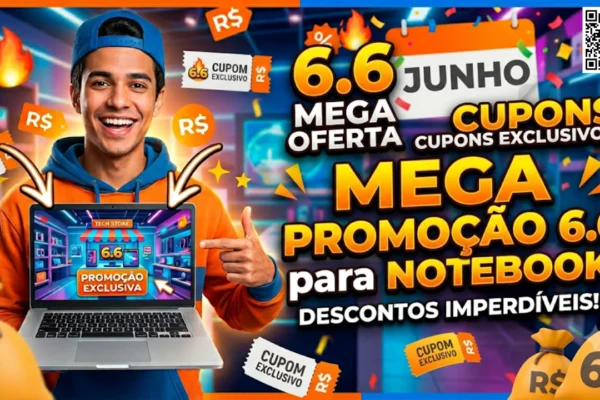 6.6 com cupons exclusivos para comprar Notebook — cupom TECNO100 /TECNO200 / TECNO300 / TECNO1000