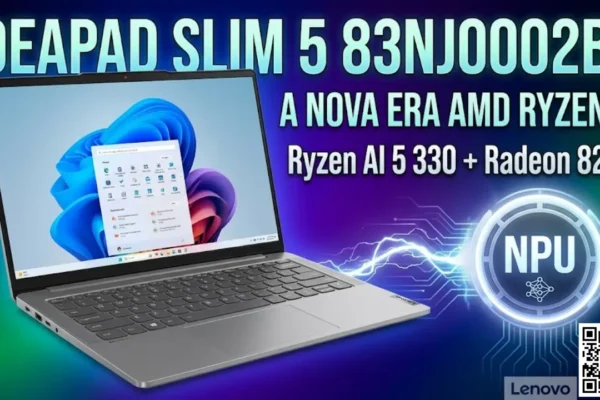 Lenovo IdeaPad Slim 5 83NJ0002BR com AMD Ryzen AI 5 330 e tela WUXGA 14 polegadas