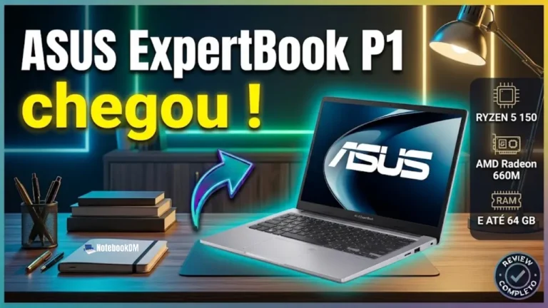 O ASUS ExpertBook P1 PM1503CDA_BR-S70001W conta com RYZEN 5, 8GB RAM e SSD de 512GB